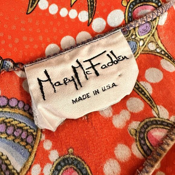 1980s MARY MCFADDEN COLLECTION I Vintage Seashell Kaftan Dress MuMu OS - Picture 6 of 6